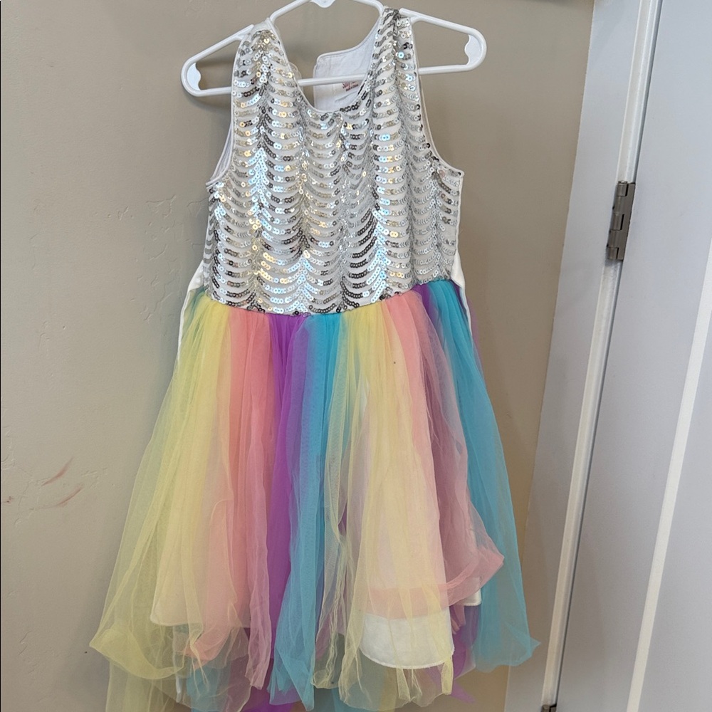 Rainbow Sequin Kids Dress